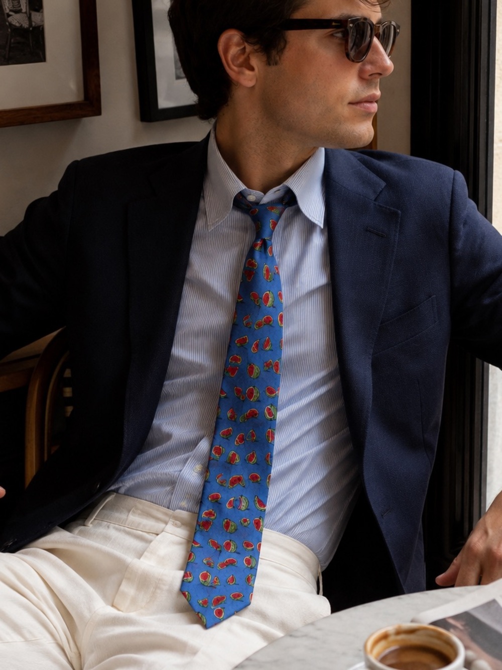 Yves Saint Laurent YSL 100% Silk Watermelon Print Tie Barneys NWT